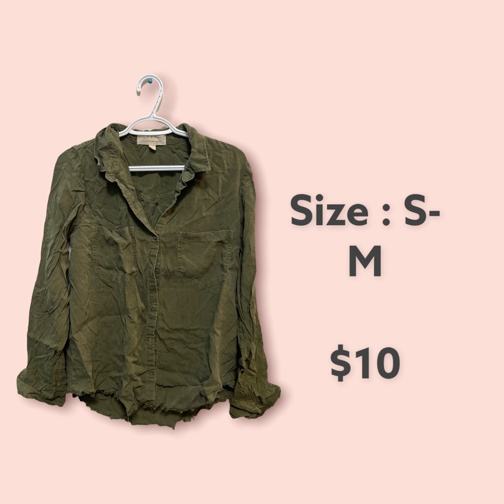 Navy Green Button down